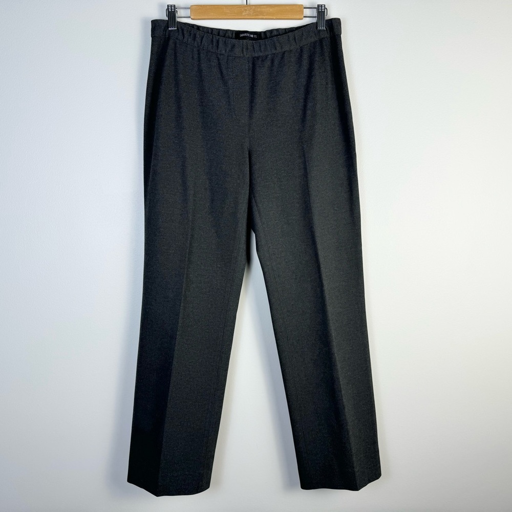 Lafayette 148 Italian Punto Milano Pant Charcoal Large Straight Leg Trouser - Picture 2 of 11